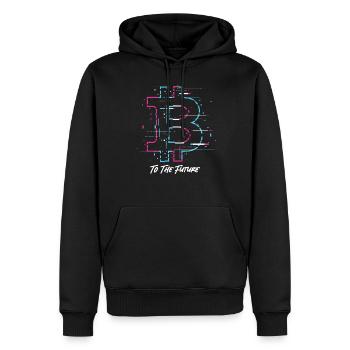 Bitcoin To The Future Bitcoin Btc Crypto Währung - Männer Premium Bio Hoodie - Schwarz - Vorne - Nico (187cm)