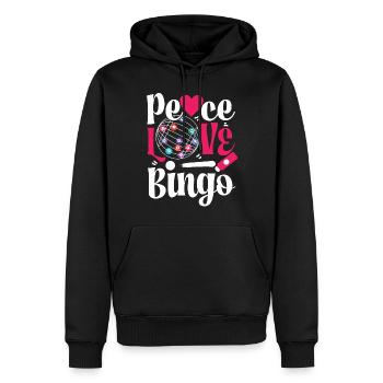 Joueur De Bingo Fille Paix Amour Bingo - Sweat à capuche Premium bio Homme - noir - Devant - Nico (187cm)