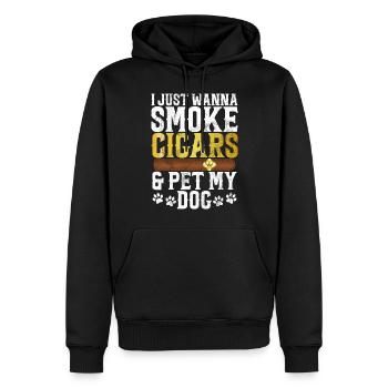 Fumeur de cigares - Sweat à capuche Premium bio Homme - noir - Devant - Nico (187cm)