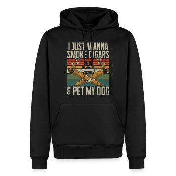 Fumeur de cigares - Sweat à capuche Premium bio Homme - noir - Devant - Nico (187cm)