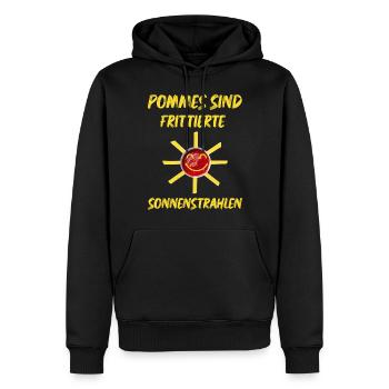 Pommes sind frittierte Sonnenstrahlen die Sonne - Männer Premium Bio Hoodie - Schwarz - Vorne - Nico (187cm)