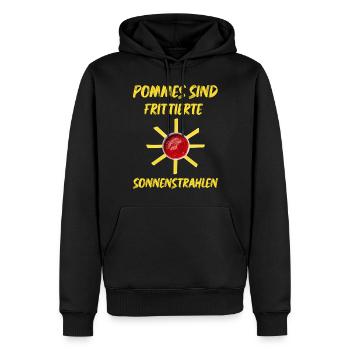 Pommes sind frittierte Sonnenstrahlen die Sonne - Männer Premium Bio Hoodie - Schwarz - Vorne - Nico (187cm)