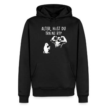 Gym Tshirt Lustig Fitness Workout Fitnessstudio - Männer Premium Bio Hoodie - Schwarz - Vorne - Nico (187cm)