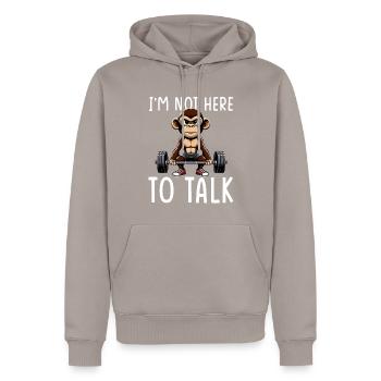T-shirt de gymnastique drôle de remise en forme Gym d’entraînement - Sweat à capuche Premium bio Homme - taupe - Devant - Nico (187cm)