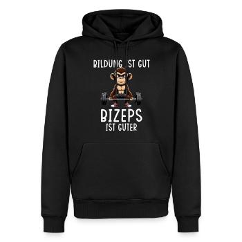 Gym Tshirt Lustig Fitness Workout Fitnessstudio - Männer Premium Bio Hoodie - Schwarz - Vorne - Nico (187cm)