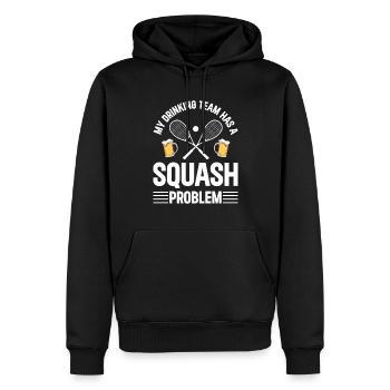 My drinking team has a Squash problem - Squash Fun - Männer Premium Bio Hoodie - Schwarz - Vorne - Nico (187cm)