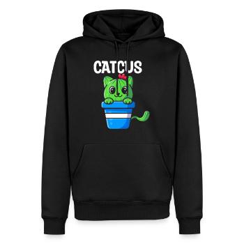 Katze Kaktus Sukkulente Kaktus Liebhaber - Männer Premium Bio Hoodie - Schwarz - Vorne - Nico (187cm)