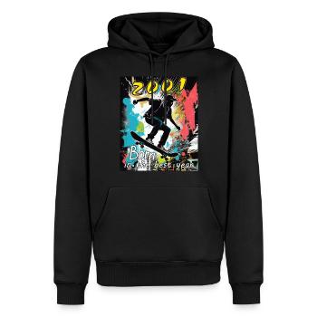 2001 SKAETER Born in the best year - Männer Premium Bio Hoodie - Schwarz - Vorne - Nico (187cm)