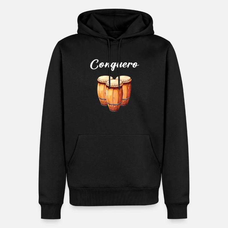 Batterie d’instrument Conga - Sweat à capuche Premium bio Homme - noir