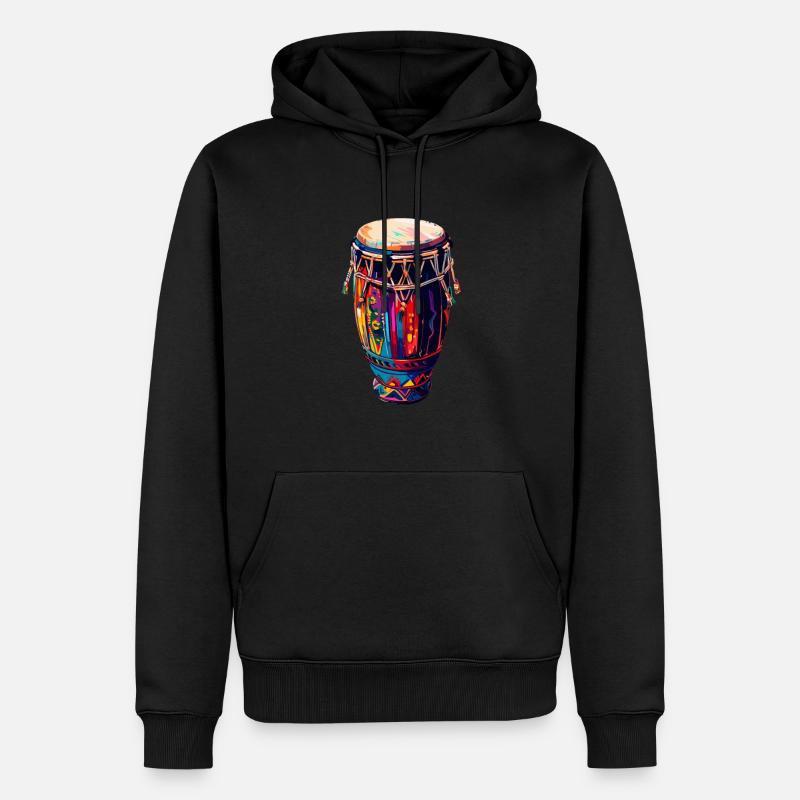Batterie d’instrument Conga - Sweat à capuche Premium bio Homme - noir