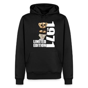 Édition limitée 1971 ours ours anniversaire 1971 - Sweat à capuche Premium bio Homme - noir - Devant - Nico (187cm)