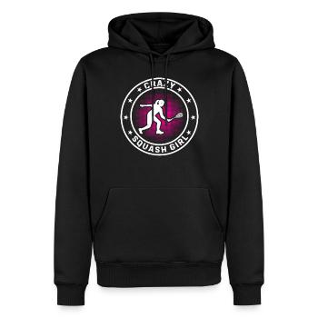 Joueuse de squash Fille Fille de squash - Crazy Squash Gir - Sweat à capuche Premium bio Homme - noir - Devant - Nico (187cm)