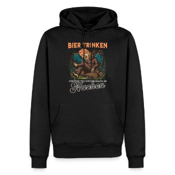 Bier trinken schützt vor Sonnenbrand im Nacken - Männer Premium Bio Hoodie - Schwarz - Vorne - Nico (187cm)