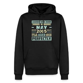19e anniversaire mai millésime 2005 idée cadeau - Sweat à capuche Premium bio Homme - noir - Devant - Nico (187cm)
