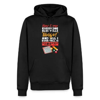 Joueur de bingo Comment se fait-il que tout le monde - Sweat à capuche Premium bio Homme - noir - Devant - Nico (187cm)