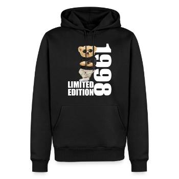 Édition limitée 1998 Ours ours anniversaire 1998 - Sweat à capuche Premium bio Homme - noir - Devant - Nico (187cm)