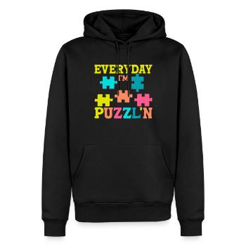 Puzzle Pièce Puzzle Amateur de Puzzle - Sweat à capuche Premium bio Homme - noir - Devant - Nico (187cm)