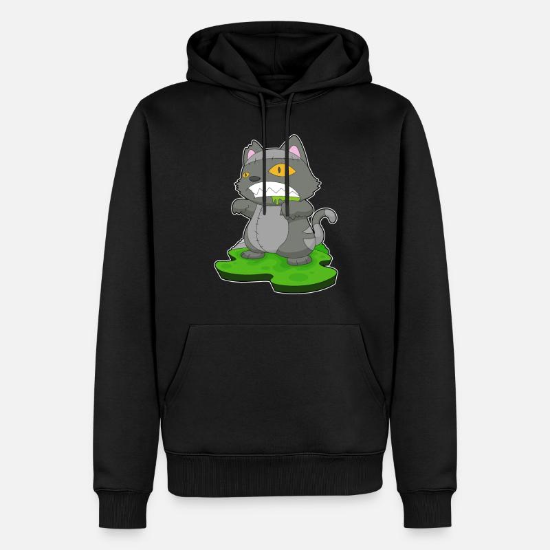 Chat Halloween Zombie - Sweat à capuche Premium bio Homme - noir