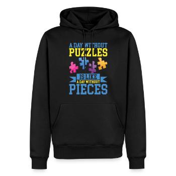 Puzzle Pièce Puzzle Amateur de Puzzle - Sweat à capuche Premium bio Homme - noir - Devant - Nico (187cm)