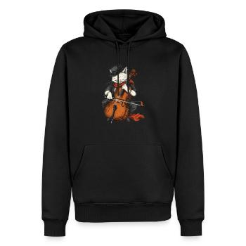 cat playing cello - Männer Premium Bio Hoodie - Schwarz - Vorne - Nico (187cm)