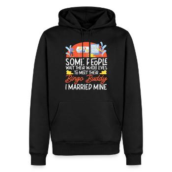Joueur de bingo mari femme mariage - Sweat à capuche Premium bio Homme - noir - Devant - Nico (187cm)