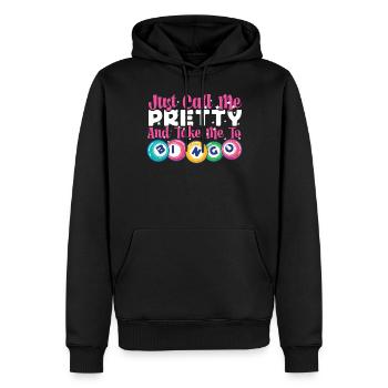 Fille de joueur de bingo Appelez-moi - Sweat à capuche Premium bio Homme - noir - Devant - Nico (187cm)