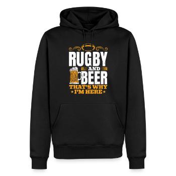 Le rugby et la bière, c’est pour ça que je suis là - Citation de Rugby - Sweat à capuche Premium bio Homme - noir - Devant - Nico (187cm)