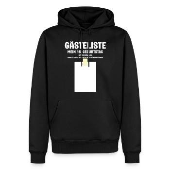 Gästeliste 18 Geburtstag bitte Eintragen 18 Jahre - Männer Premium Bio Hoodie - Schwarz - Vorne - Nico (187cm)