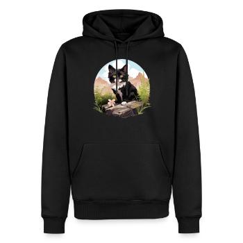 Tuxedo Kätzchen Tuxedo Katze - Männer Premium Bio Hoodie - Schwarz - Vorne - Nico (187cm)