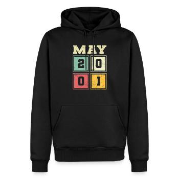 23. Geburtstag Mai Jahrgang 2001 Geschenkidee - Männer Premium Bio Hoodie - Schwarz - Vorne - Nico (187cm)