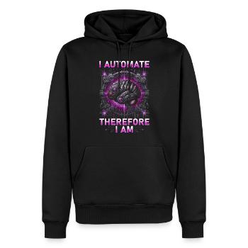 Robotics Engineer I Automate Therefore I Am - Men’s Premium Organic Hoodie - black - Front - Nico (187cm)