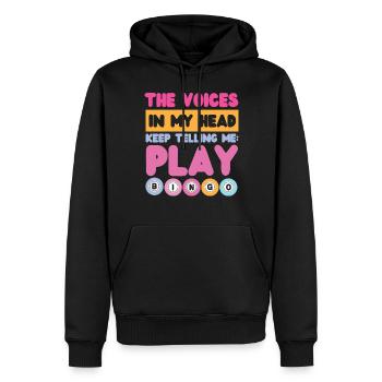 Joueur de bingo Les voix dans ma tête - Sweat à capuche Premium bio Homme - noir - Devant - Nico (187cm)