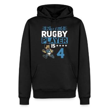 4th Birthday Kids Rugby Player - Männer Premium Bio Hoodie - Schwarz - Vorne - Nico (187cm)