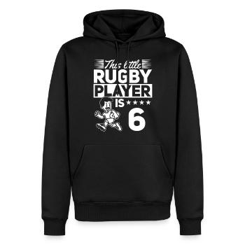 6ème anniversaire Joueur de rugby Enfants Joueur de rugby - Sweat à capuche Premium bio Homme - noir - Devant - Nico (187cm)