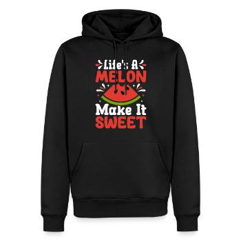 Melon Gift - Männer Premium Bio Hoodie - Schwarz - Vorne - Nico (187cm)