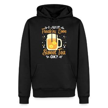 Thé sucré - Sweat à capuche Premium bio Homme - noir - Devant - Nico (187cm)