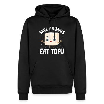 Vegan Vegetarier Design für einen Tofu Fan - Männer Premium Bio Hoodie - Schwarz - Vorne - Nico (187cm)