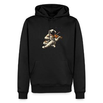 astronaut playing musical instrument Violin - Männer Premium Bio Hoodie - Schwarz - Vorne - Nico (187cm)