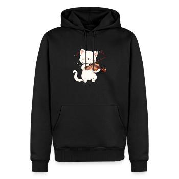 Cat playing violin instrument Violin - Männer Premium Bio Hoodie - Schwarz - Vorne - Nico (187cm)