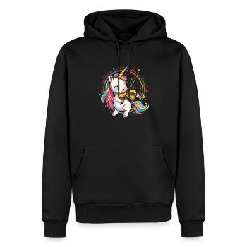 unicorn playing violin musical instrument - Männer Premium Bio Hoodie - Schwarz - Vorne - Nico (187cm)