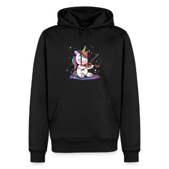 unicorn playing violin musical instrument - Männer Premium Bio Hoodie - Schwarz - Vorne - Nico (187cm)