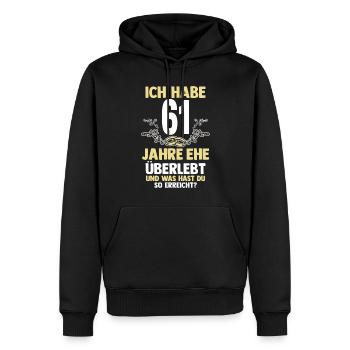 Mariage Ormes Mariage 61 ans Mariage - Sweat à capuche Premium bio Homme - noir - Devant - Nico (187cm)