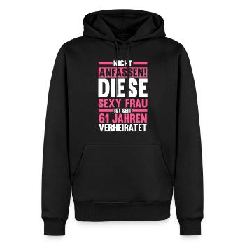 Mariage Ormes Mariage 61 ans Mariage - Sweat à capuche Premium bio Homme - noir - Devant - Nico (187cm)