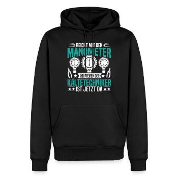 Monteur d’installations frigorifiques pour technicien en réfrigération de climatisation - Sweat à capuche Premium bio Homme - noir - Devant - Nico (187cm)