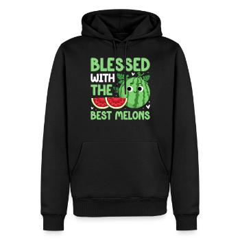 Melon Gift - Männer Premium Bio Hoodie - Schwarz - Vorne - Nico (187cm)