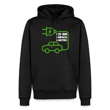 Ich bin einfach Elektro lustige Elektroauto Spruch - Männer Premium Bio Hoodie - Schwarz - Vorne - Nico (187cm)