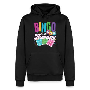 Le bingo est ma thérapie - Sweat à capuche Premium bio Homme - noir - Devant - Nico (187cm)