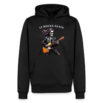 MUSIKER IT ROCKS AGAIN - Männer Premium Bio Hoodie - Schwarz - Vorne - Nico (187cm)