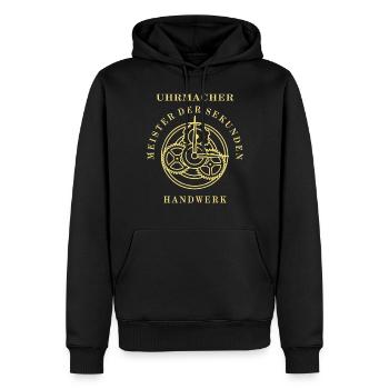 HORLOGER MAÎTRE DES SECONDES - Sweat à capuche Premium bio Homme - noir - Devant - Nico (187cm)