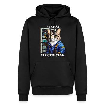 ELEKTRIKER KATZE THE BEST ELECTRICIAN - Männer Premium Bio Hoodie - Schwarz - Vorne - Nico (187cm)